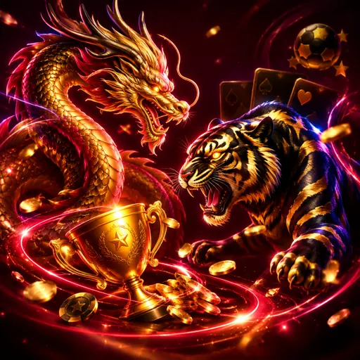 Mesa de Dragon Tiger ao vivo com cartas de dragão e tigre